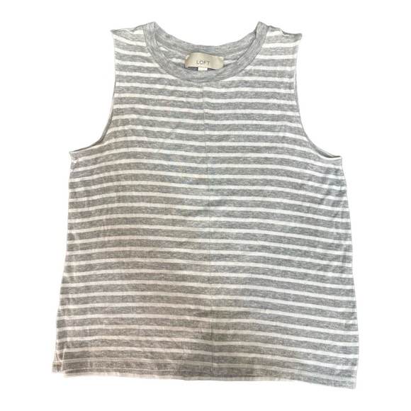 Loft Gray & White Stripe Tank Top 🌟 - Picture 3 of 6